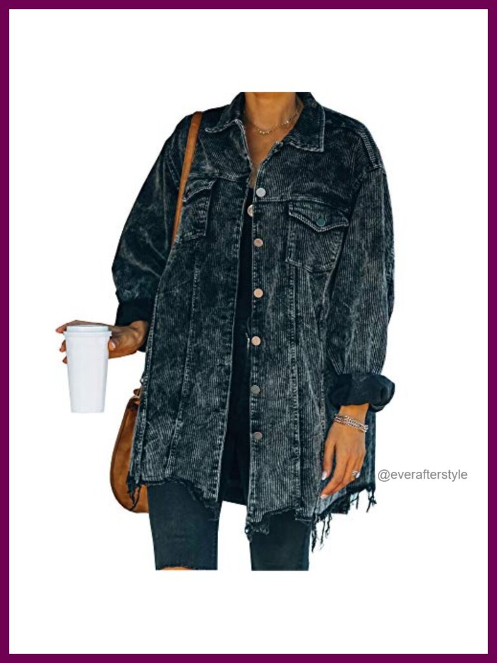 Oversized Corduroy Jacket Retro Distressed Button Coat